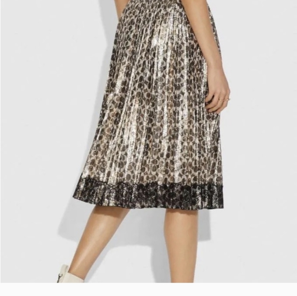 Coach Metallic Pleated Skirt